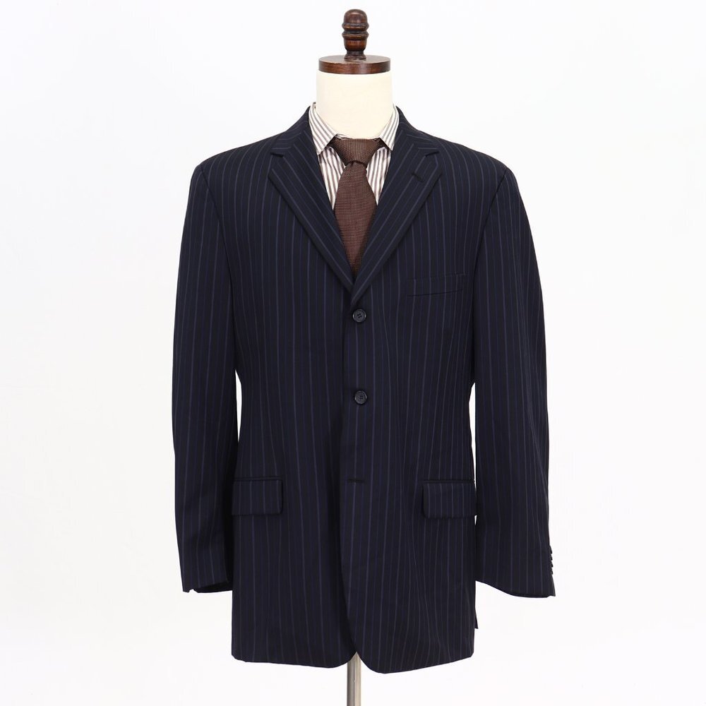 Coppley 46L Navy Striped 3-Button Sport Coat Blazer Jacket V759
